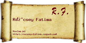 Récsey Fatima névjegykártya